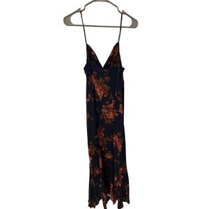 Reformation Lluvia Dress Navy Floral Lyric Cowl Neck Handkerchief Size 4 NEW